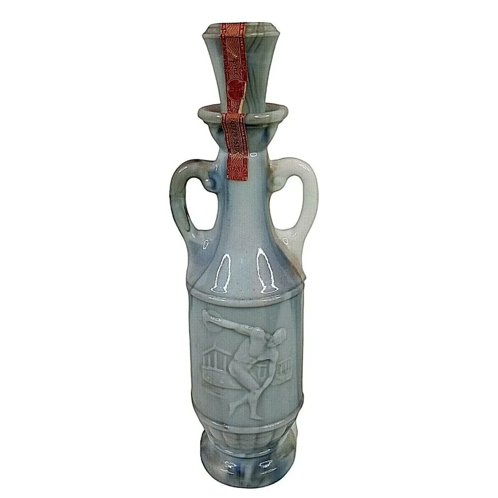 Vintage Blue Milk Glass McGill Canadian Whiskey Empty Jim Beam Decanter 1971